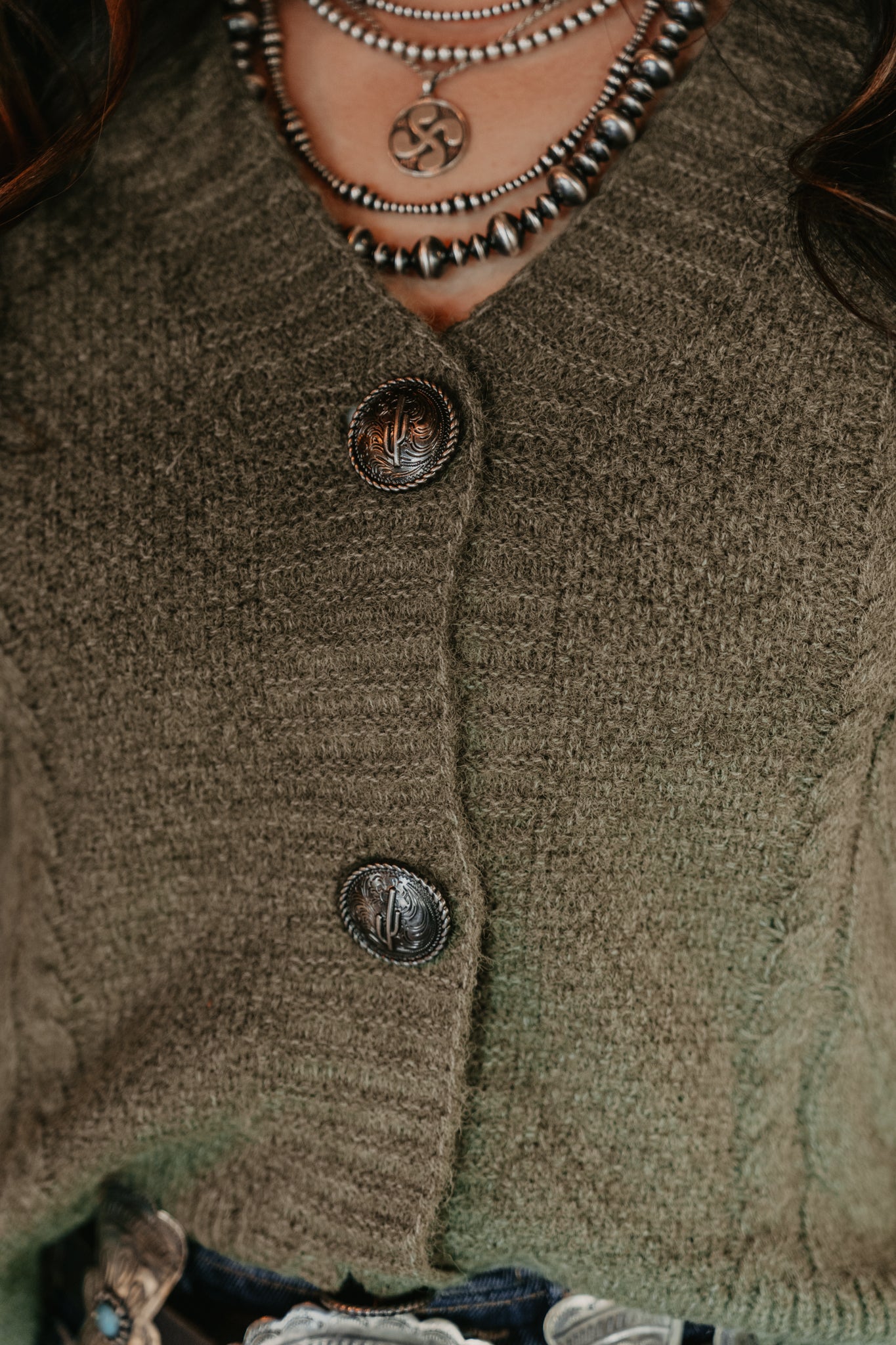 Camille Cactus Cardigan - Olive