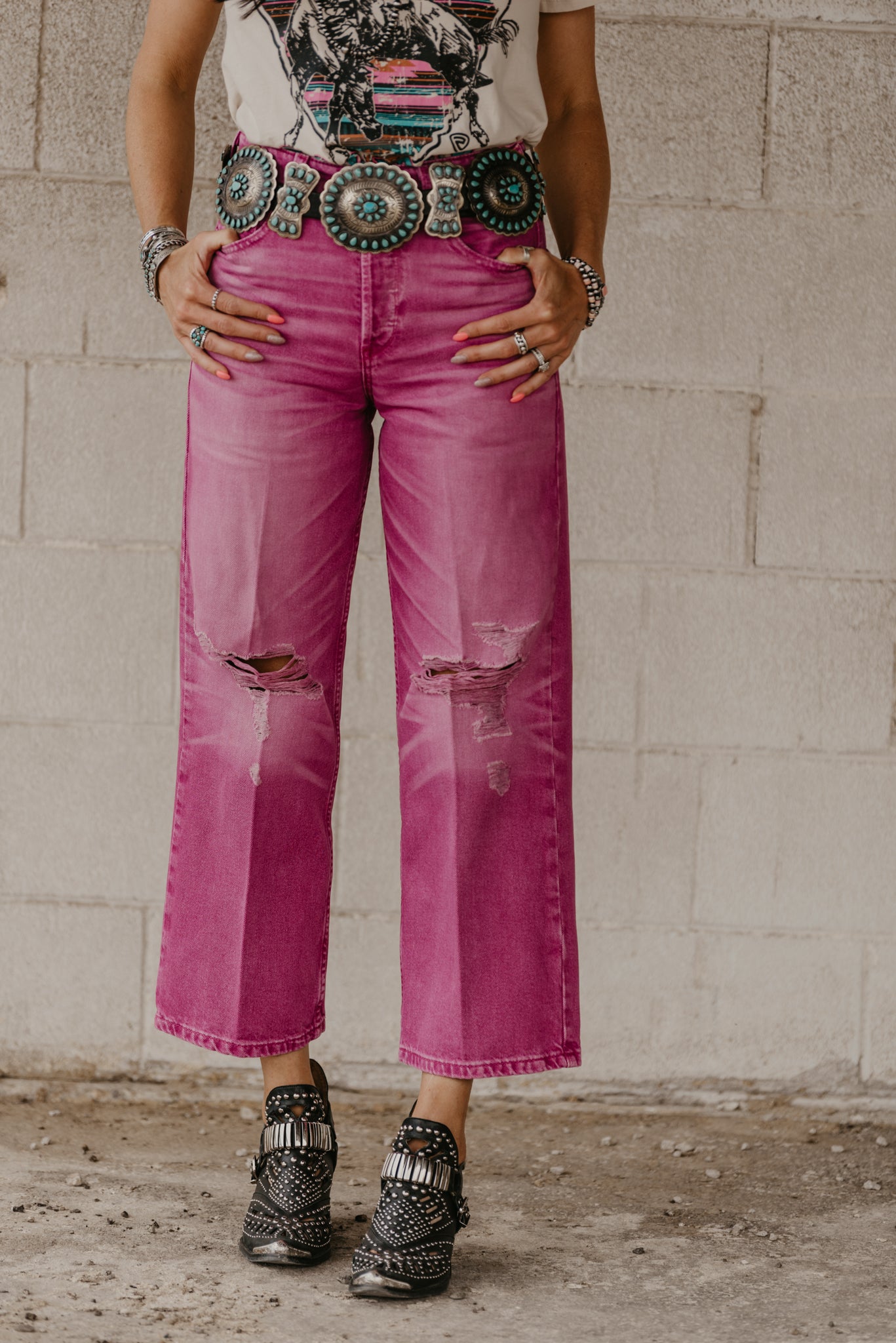 Bold Glamour Pink Tomboy Crop Jeans by Ariat