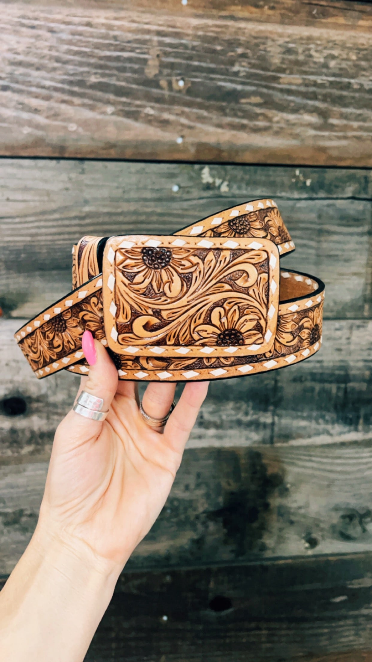 Sunflower Sky Tooled Belt