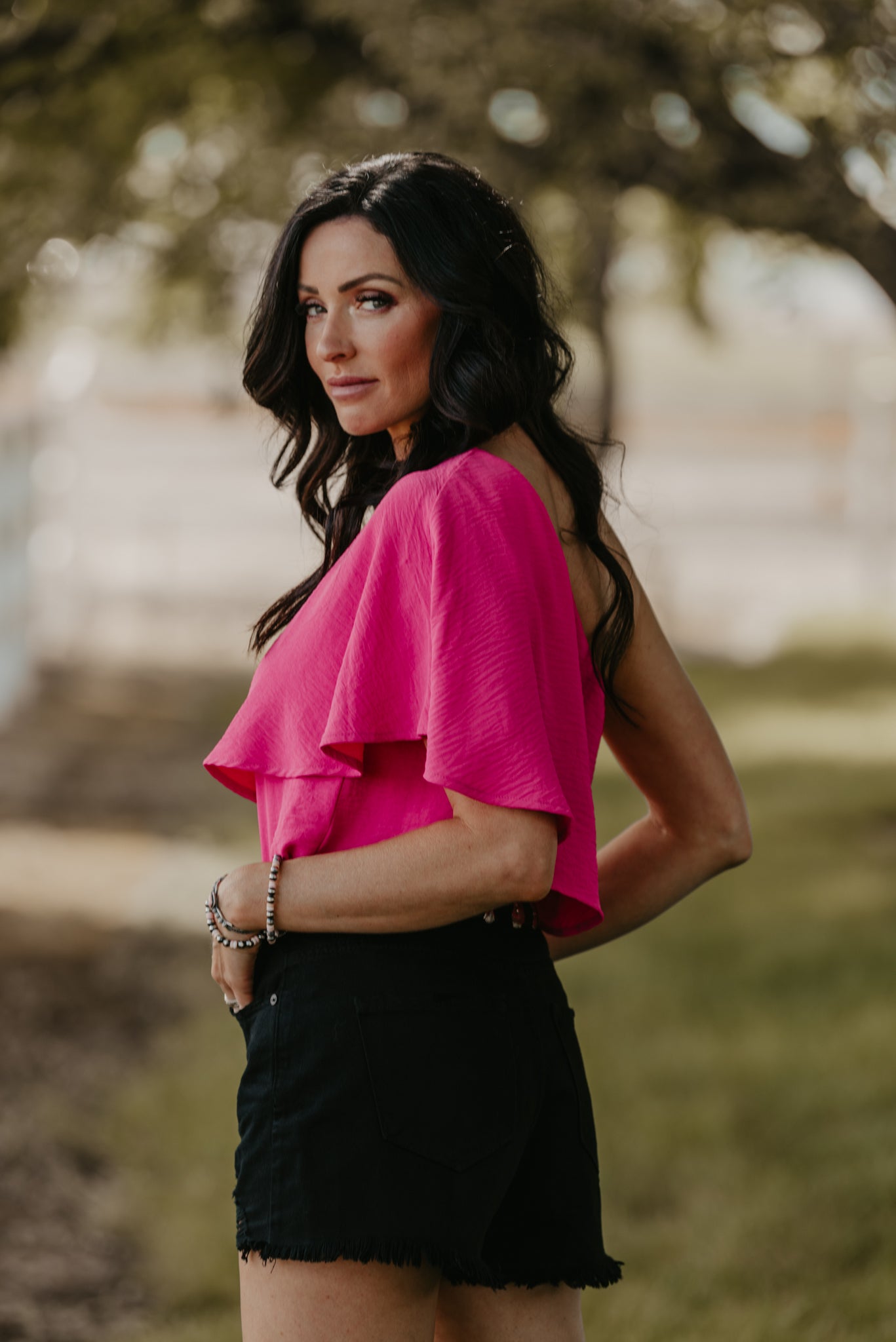 The Athena Blouse - Hot Pink