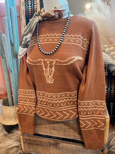 The Longhorn Ranch Sweater - Cinnamon