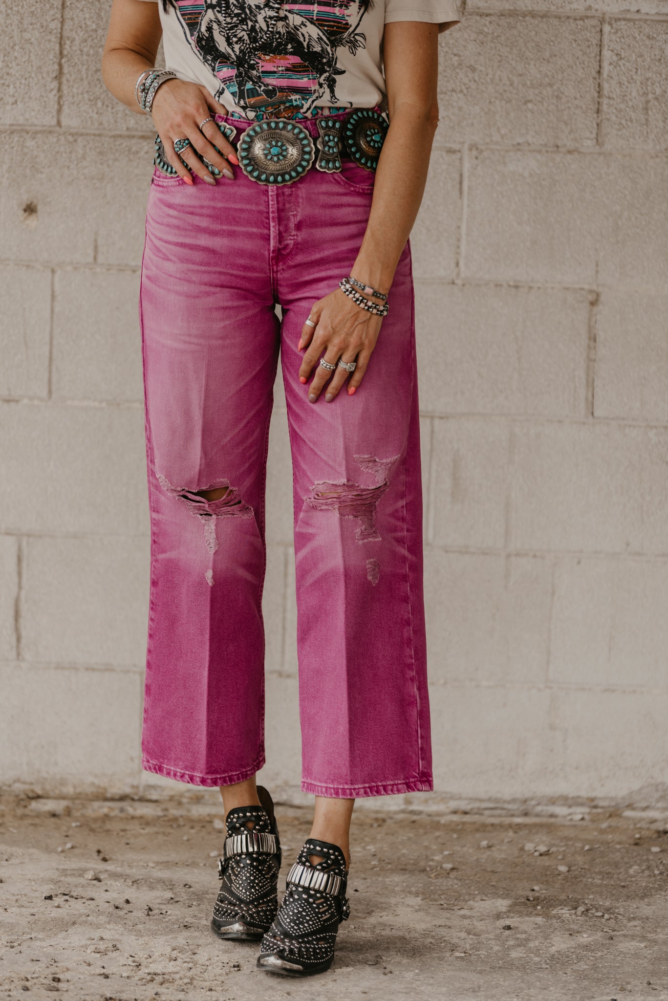 Bold Glamour Pink Tomboy Crop Jeans by Ariat