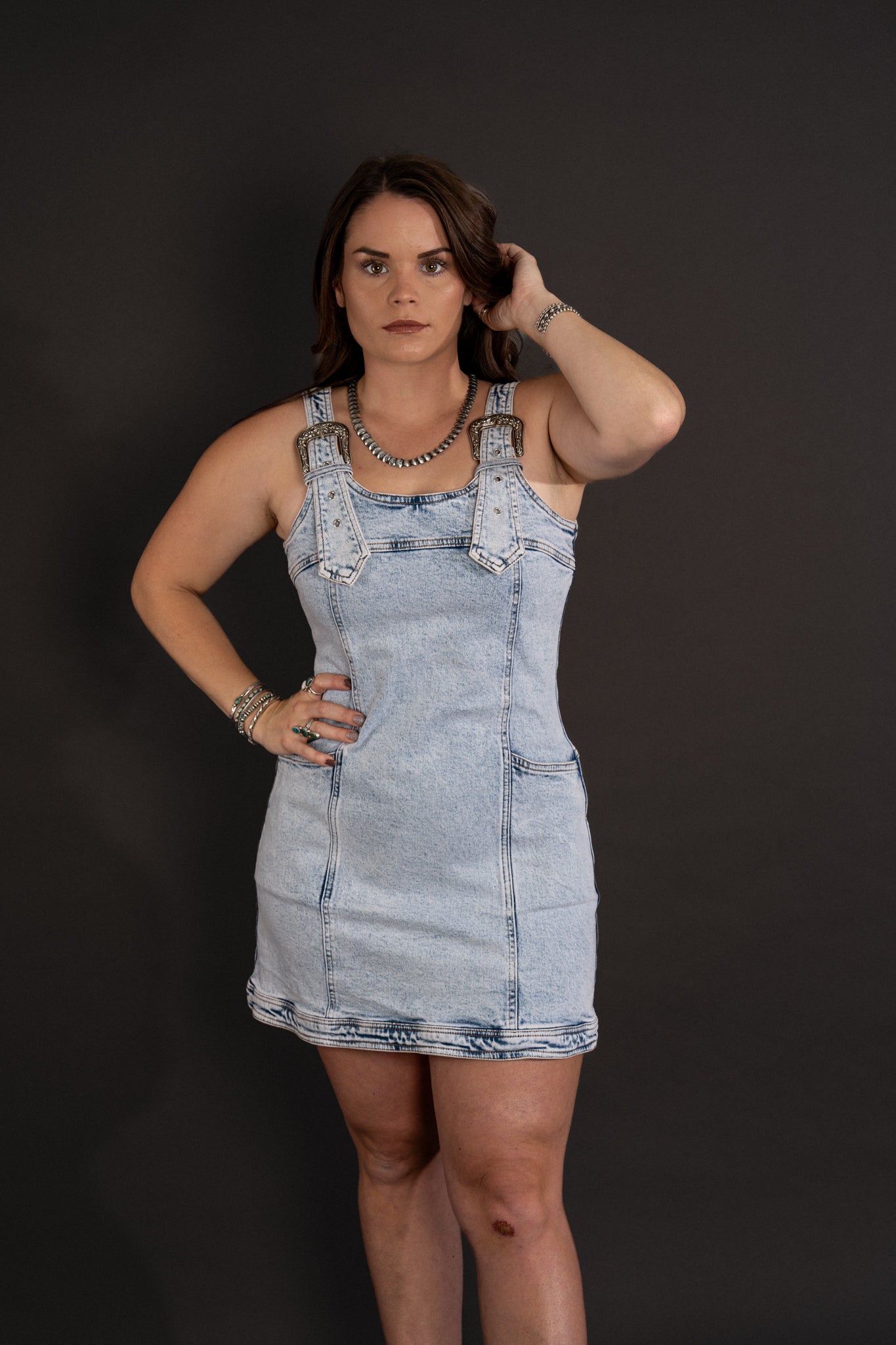 Buckle Me Up Dress - Denim