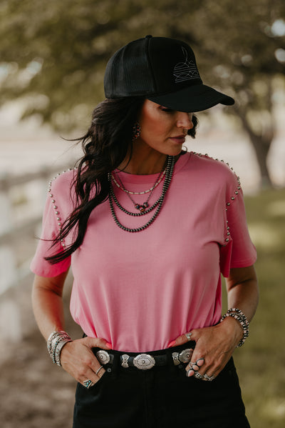 The Lauren Studded Top - Pink