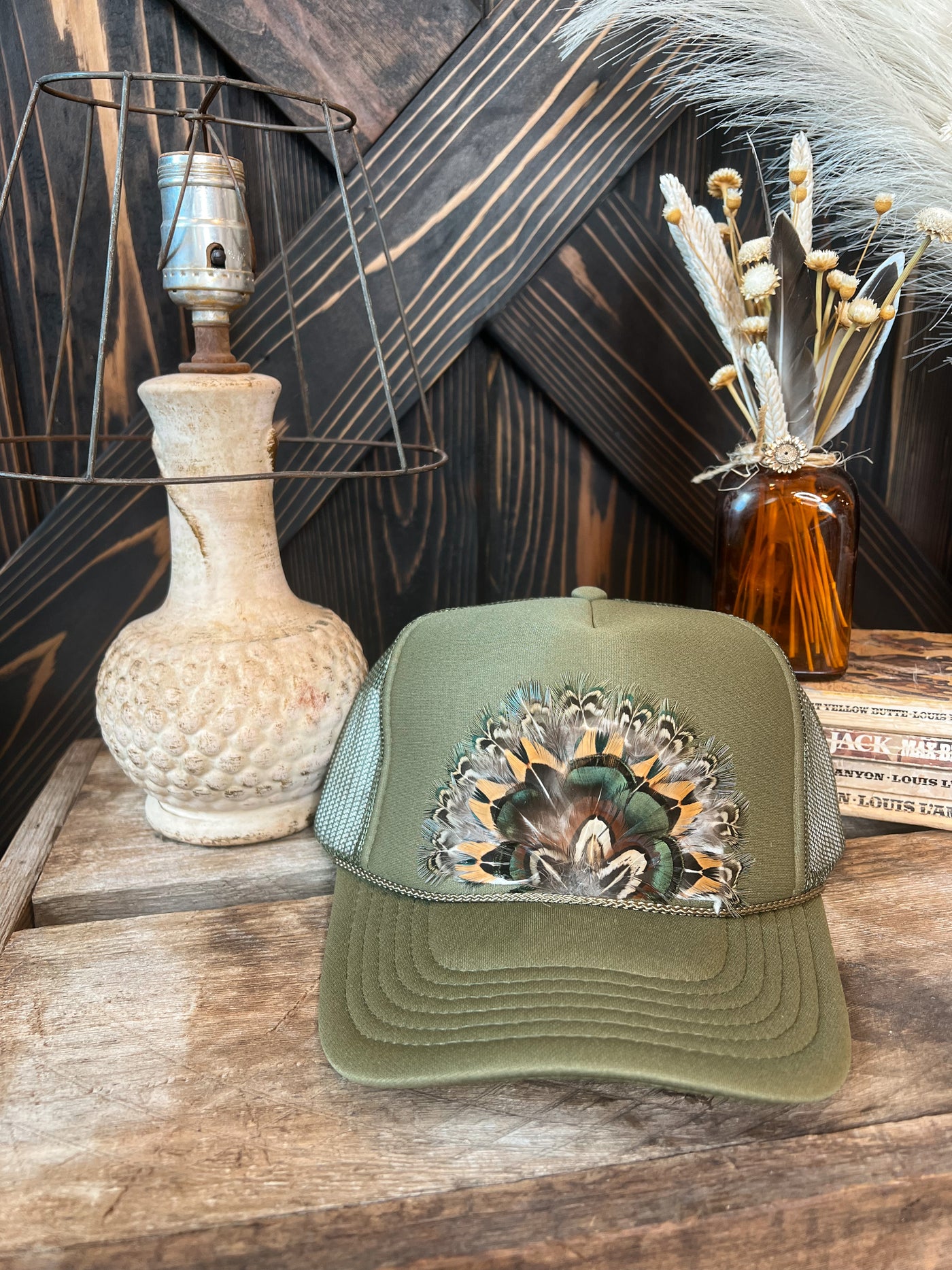 Olive Wilson Feather Trucker Hat - Opt. 9