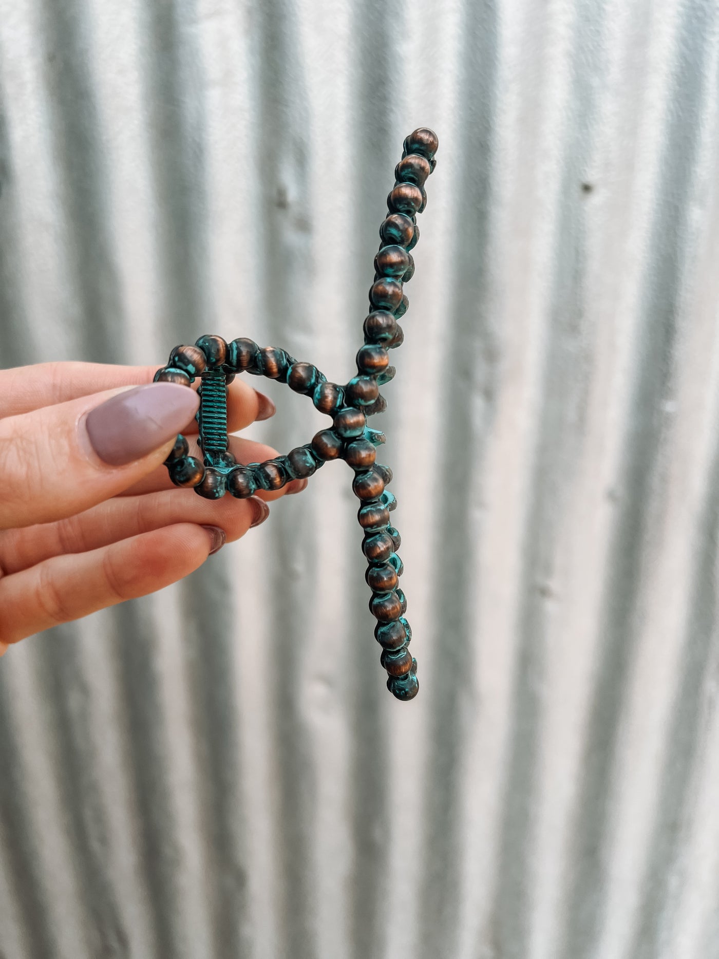 Navajo Pearl Claw Clip - Patina Copper