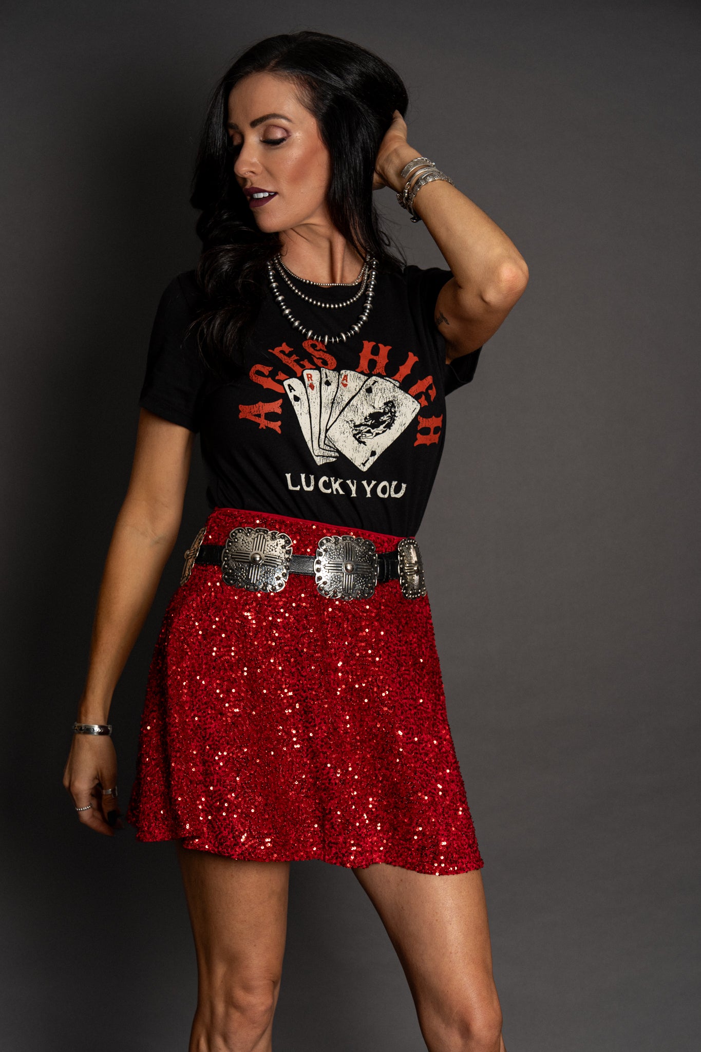 Queen of Hearts Sequin Skirt