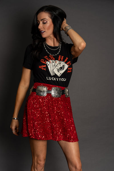 Queen of Hearts Sequin Skirt