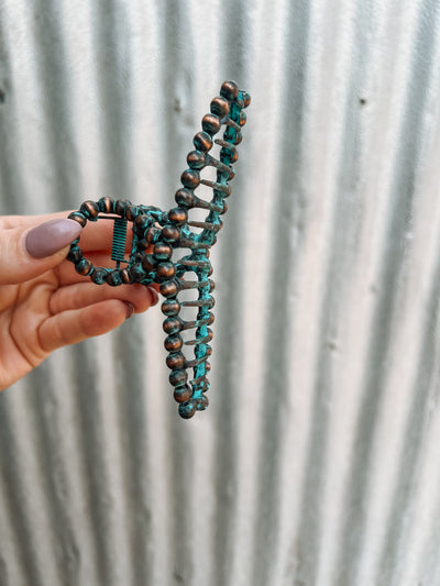 Navajo Pearl Claw Clip - Patina Copper