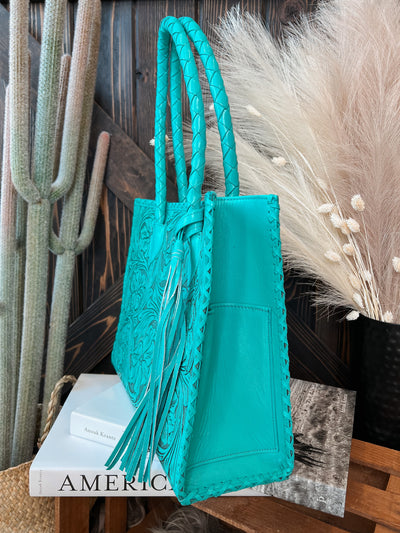 Marcos Tooled Tote - Turquoise