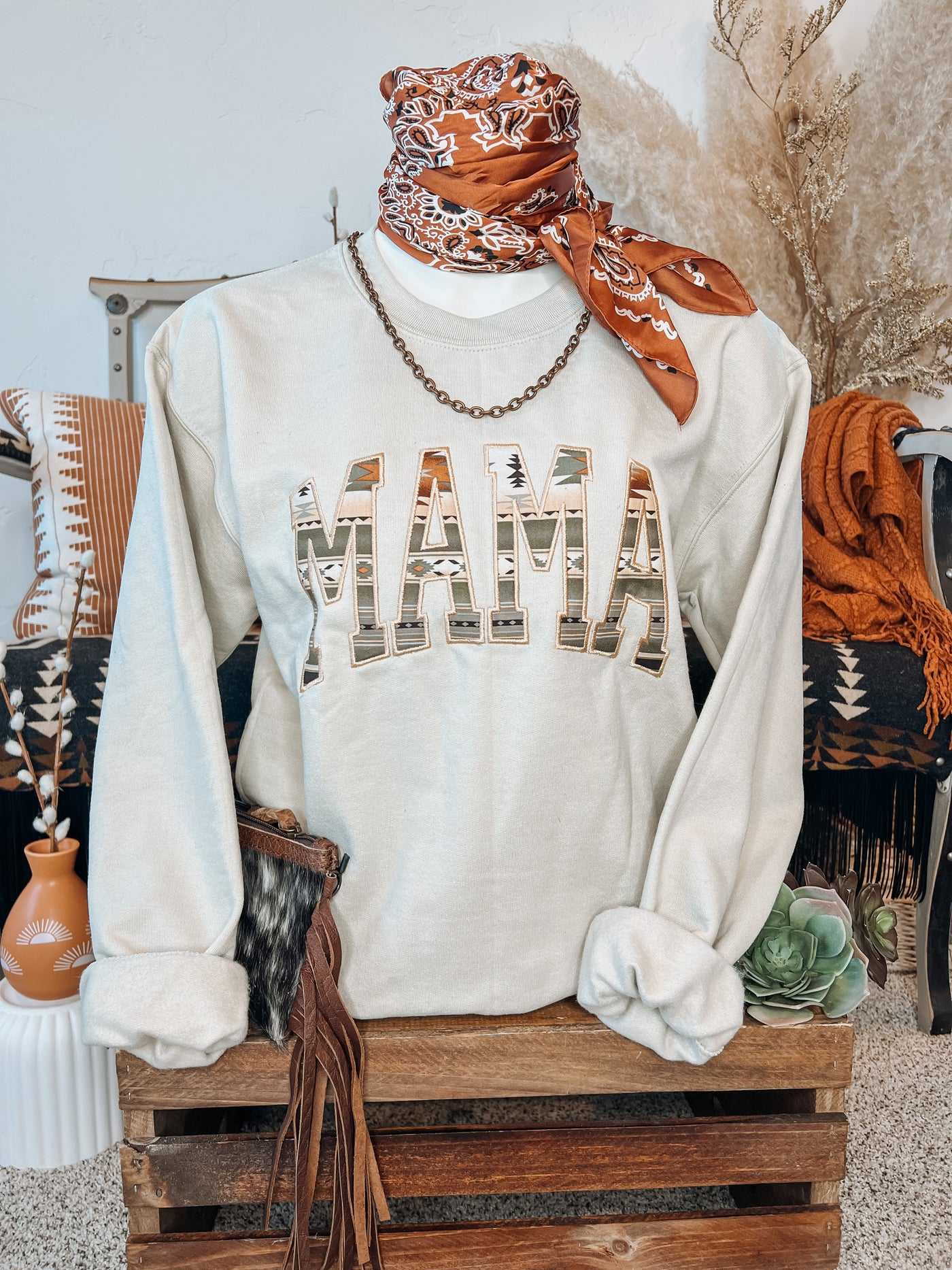Mama Aztec Sweatshirt - Sand – Triangle T Boutique