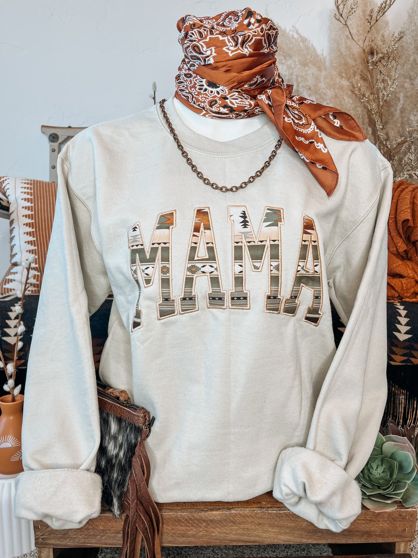 Mama Aztec Sweatshirt - Sand – Triangle T Boutique